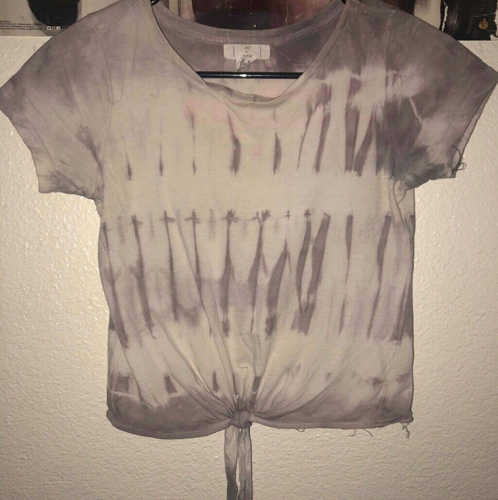 Purple and white tie dye crop top